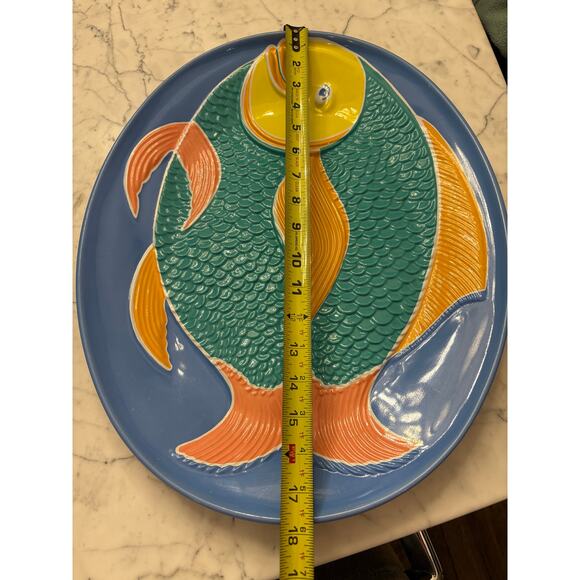 Leisure time Ullman Puff Fish 90s post modern plastic Platter 4 salad plates - Picture 12 of 12